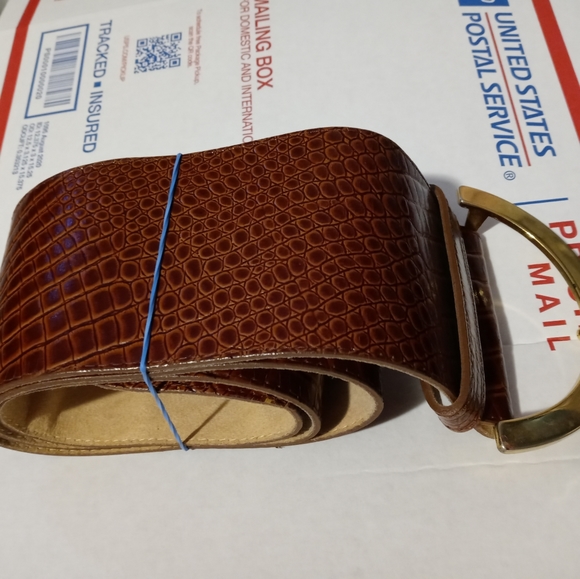 🇺🇸📿EXPRESS CROC STYLE LEATHER 🏩🎊 BELT MADE IN THE U.S.A. 3" WIDE. - Picture 2 of 14